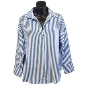 Zara Women's Blue White Straps Button Down Shirt Size XS